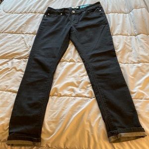 Black “muffin topper” jeans